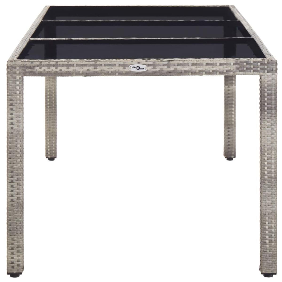 Mesa de jardín de ratán sintético gris 190x90x75 cm