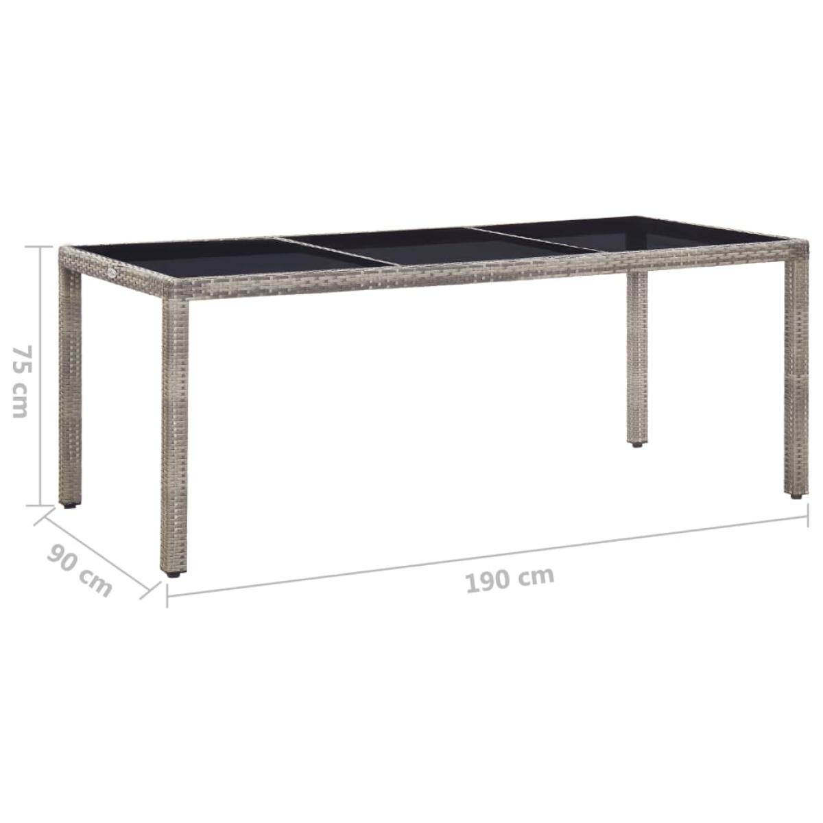 Mesa de jardín de ratán sintético gris 190x90x75 cm
