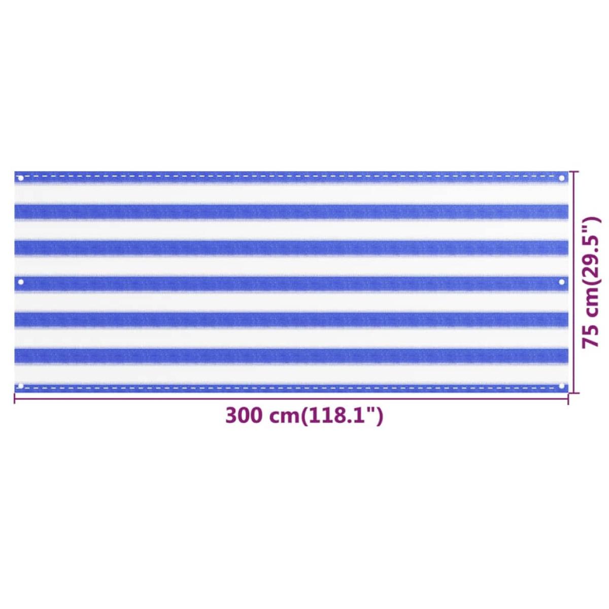 Toldo para balcón HDPE azul y blanco 75x300 cm
