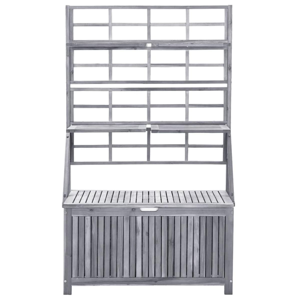 Caja de almacenaje de madera maciza de acacia gris 99x55x160 cm