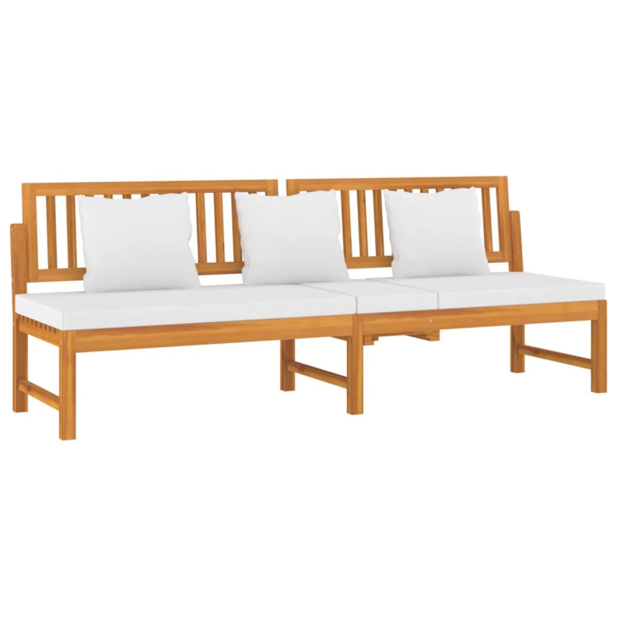 vidaxL Sofá cama con cojín madera maciza acacia crema 200x60x75 cm 