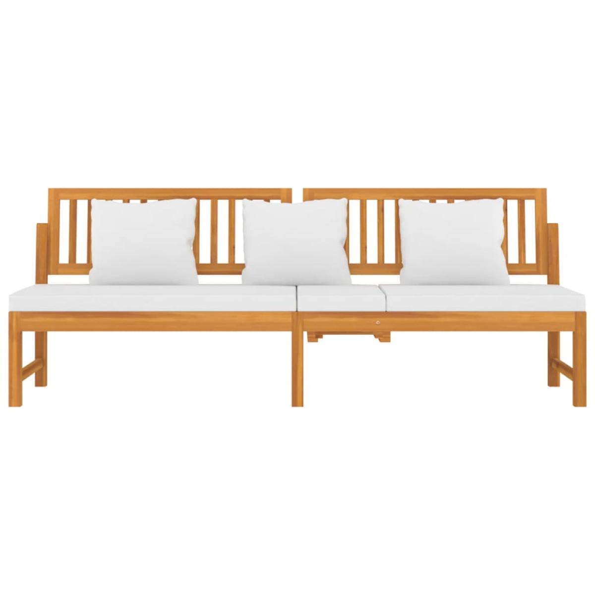 vidaxL Sofá cama con cojín madera maciza acacia crema 200x60x75 cm 