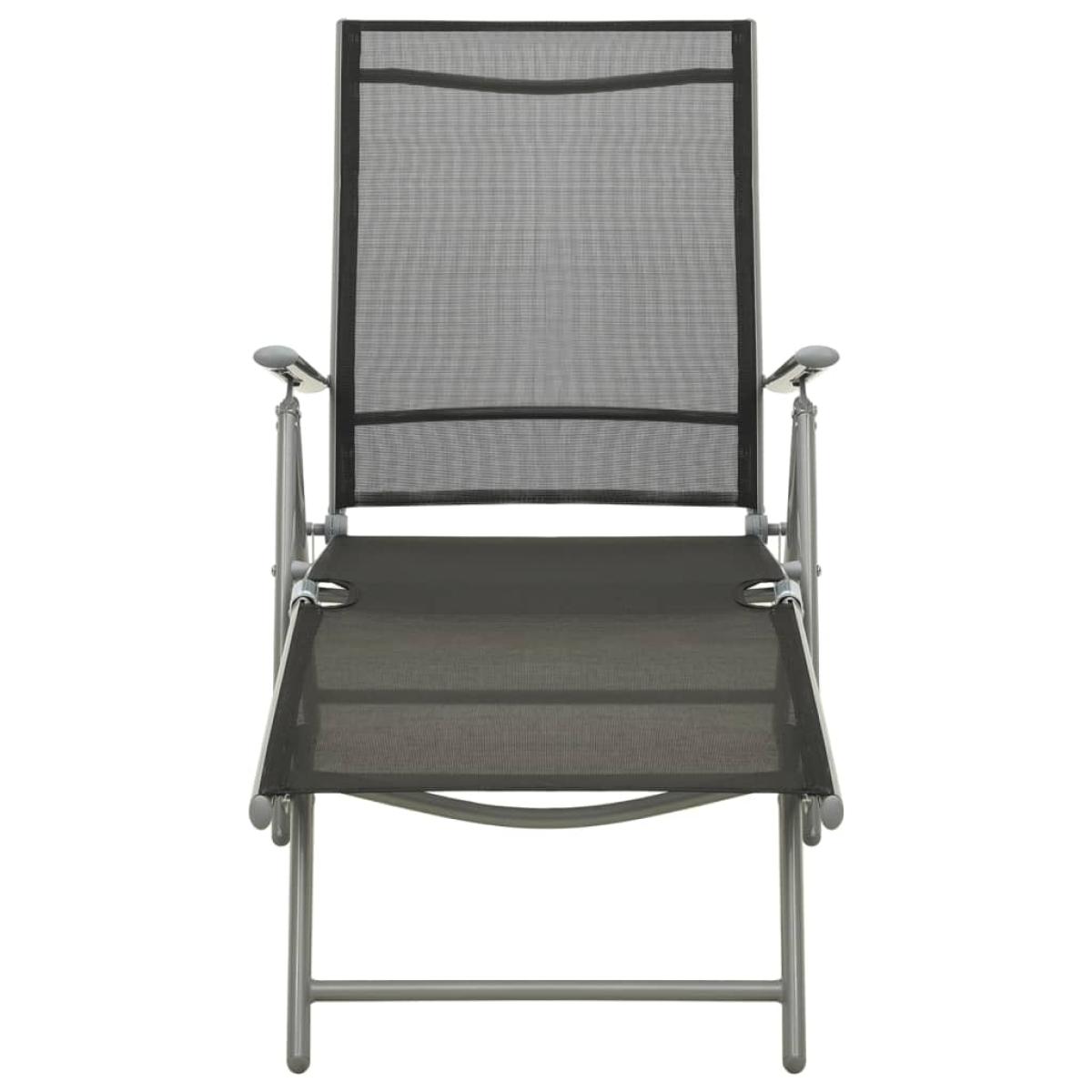 Tumbona plegable textilene y aluminio negro y plateado