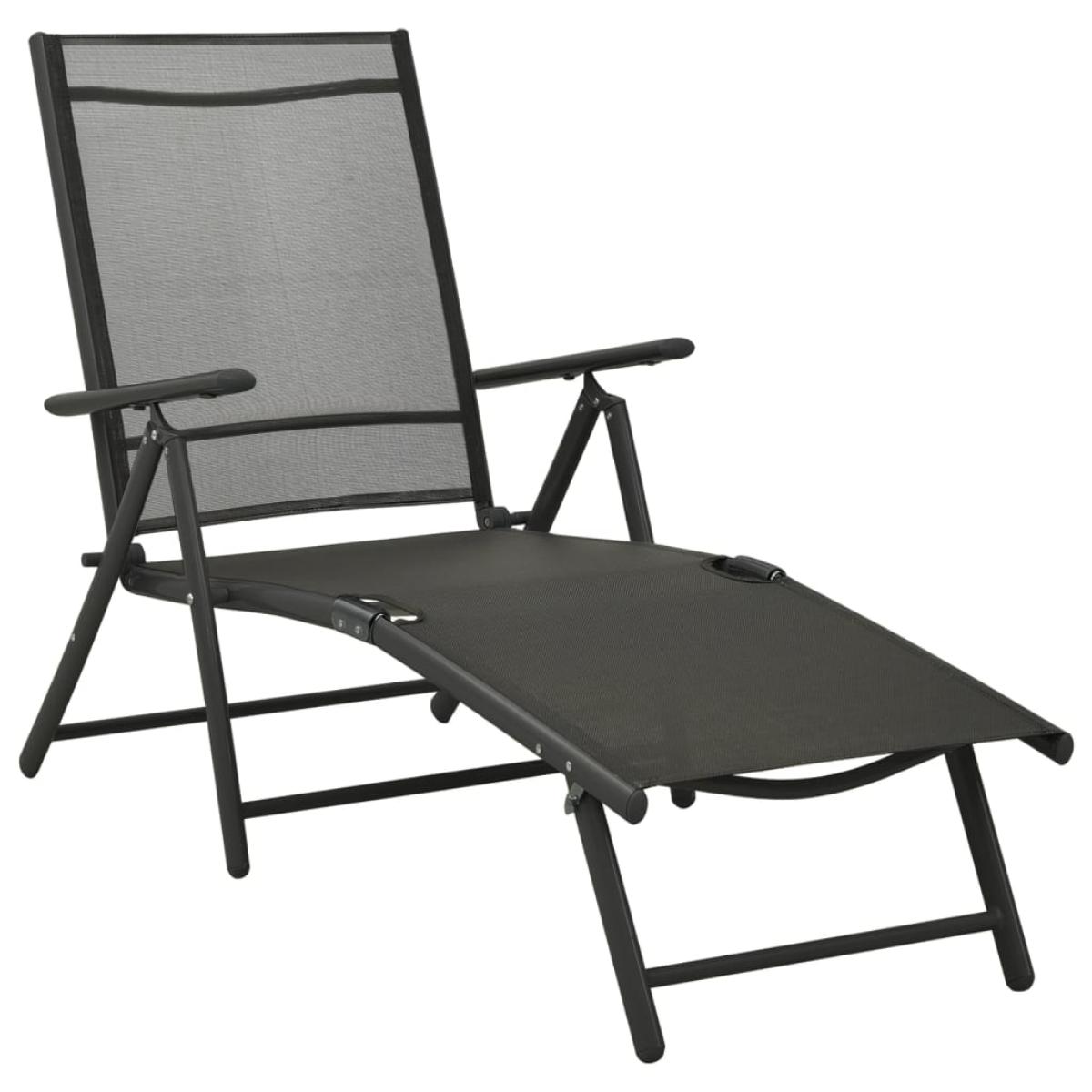 Set de muebles de jardín 3 piezas textilene aluminio negro