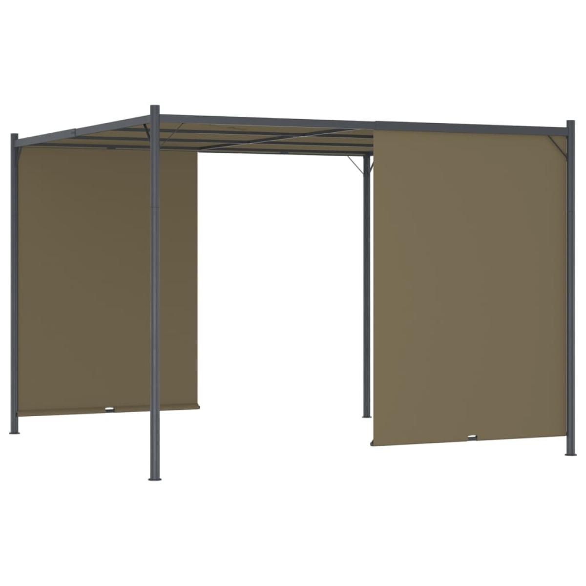 Pérgola de jardín con tejado retráctil gris taupe 3x3m 180 g/m²