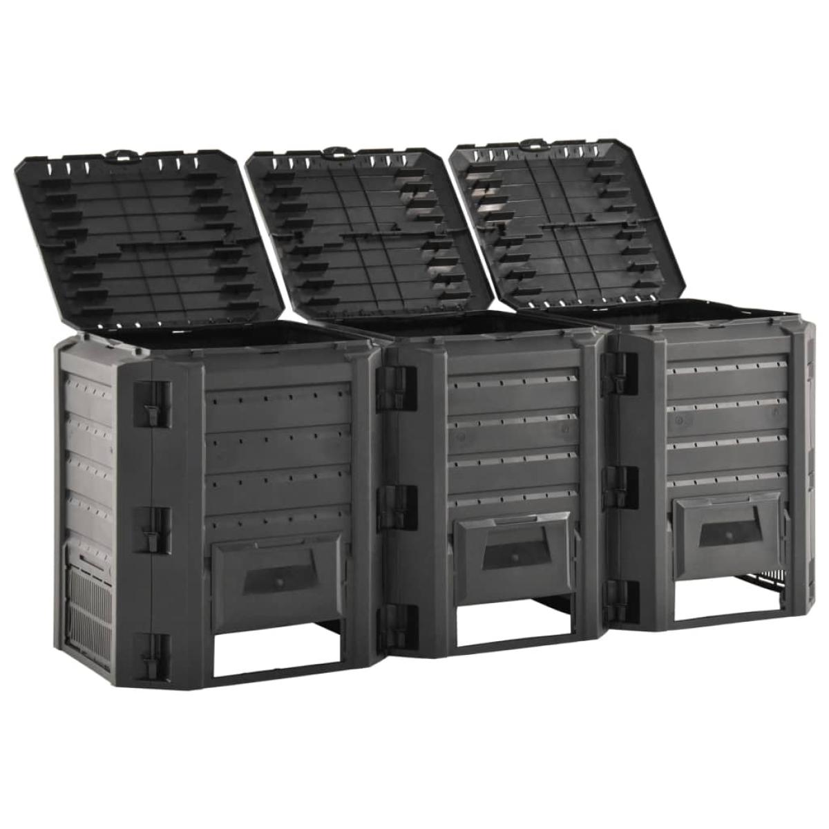 Compostador de jardín negro 1200 L