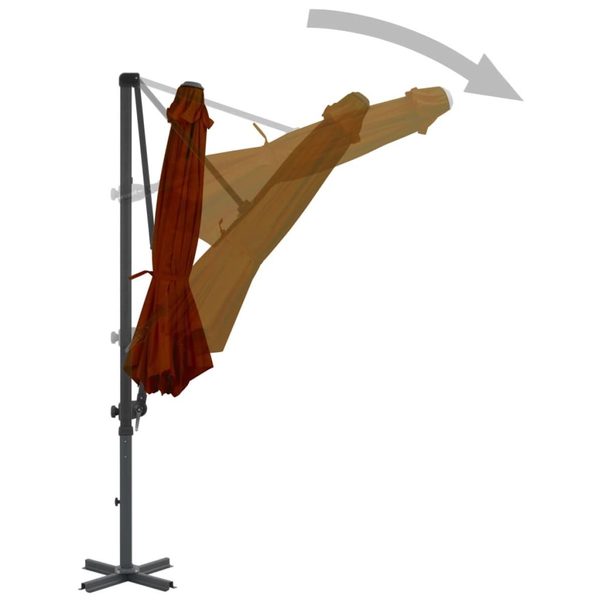 Sombrilla voladiza con palo de aluminio terracota 300 cm