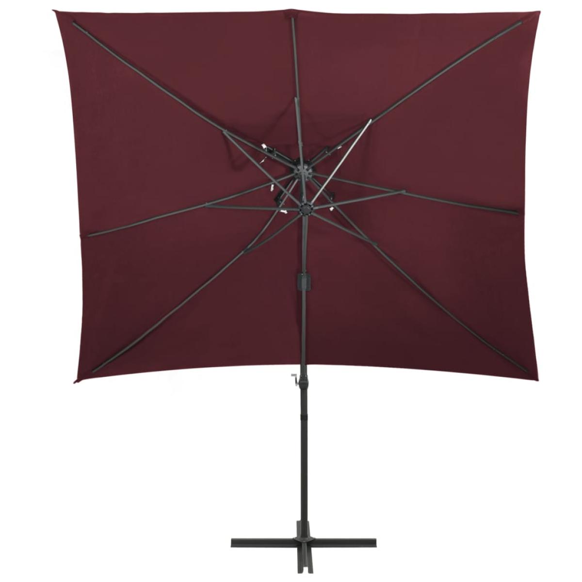 Sombrilla voladiza con cubierta doble burdeos 250x250 cm