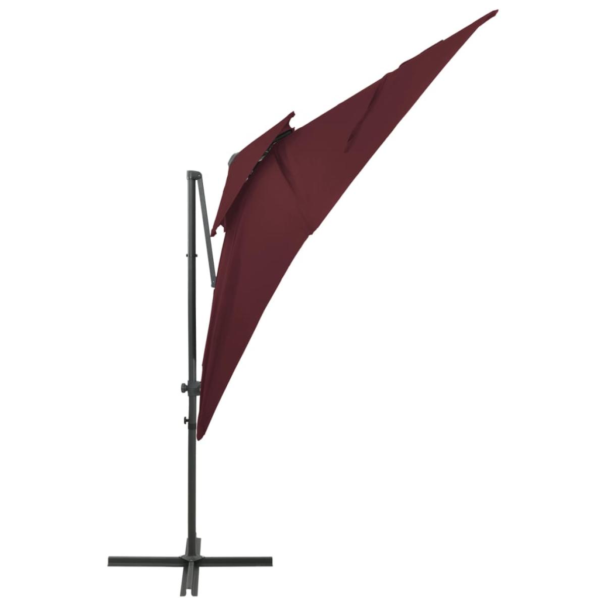 Sombrilla voladiza con cubierta doble burdeos 250x250 cm
