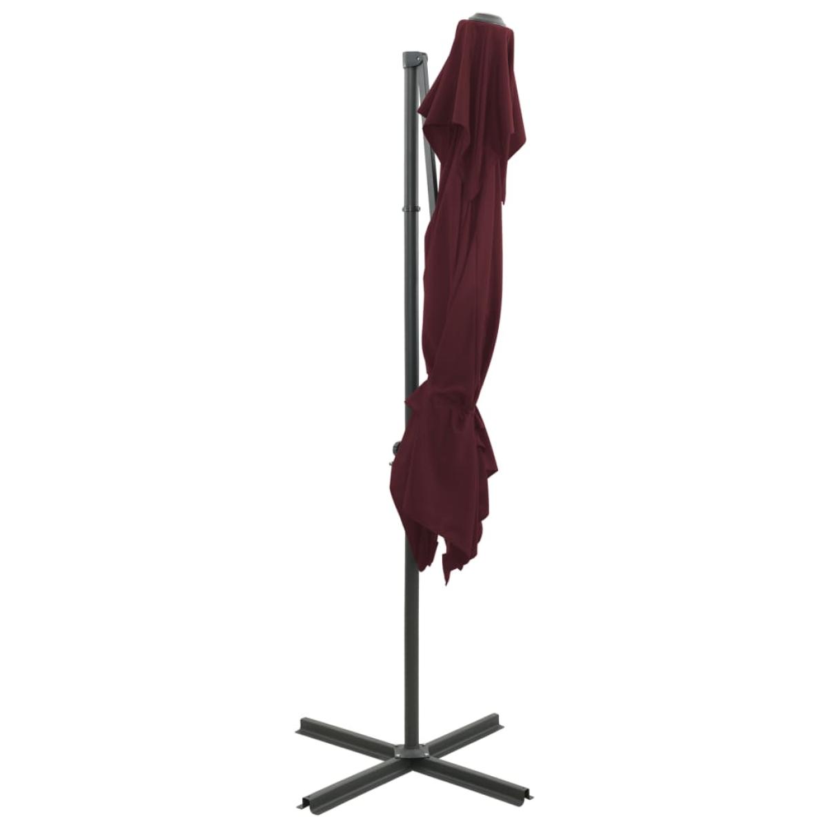 Sombrilla voladiza con cubierta doble burdeos 250x250 cm