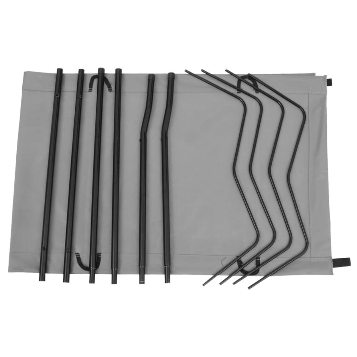 Cama de camping tela Oxford y acero gris 180x60x19 cm
