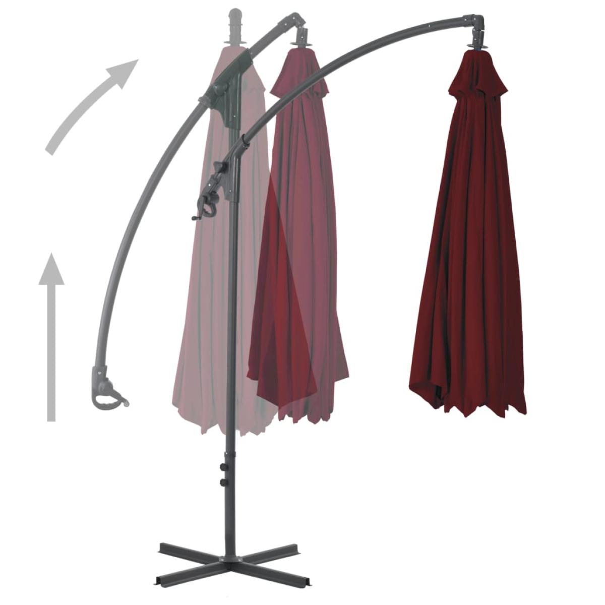 Sombrilla voladiza poste de acero color vino tinto 250x250 cm