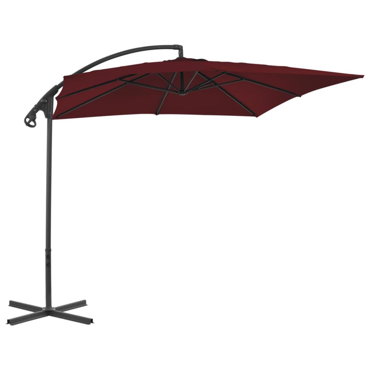 Sombrilla voladiza poste de acero color vino tinto 250x250 cm