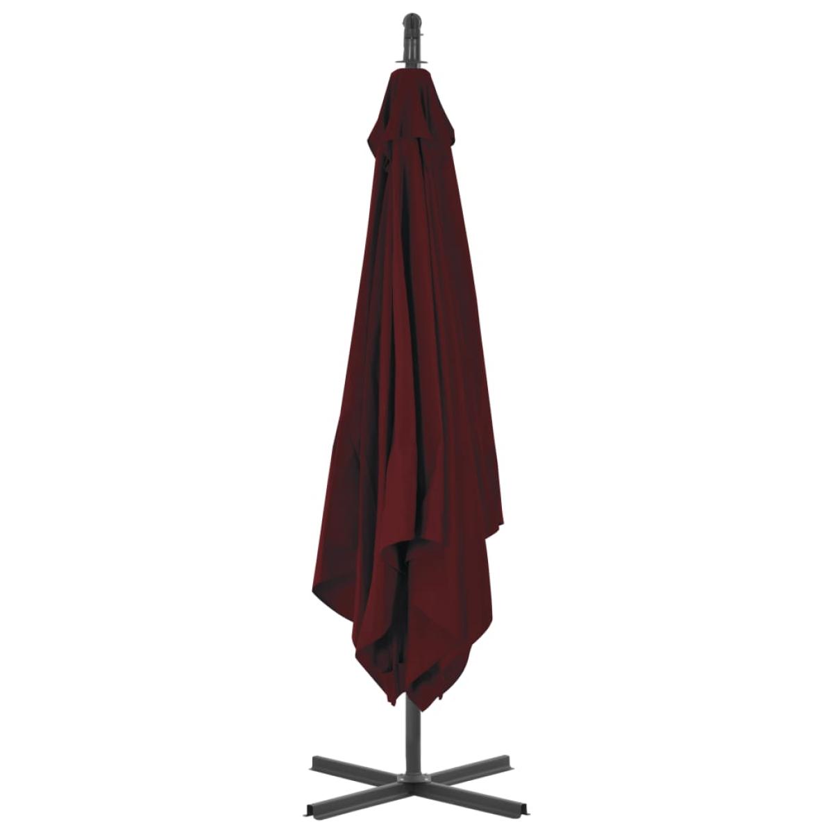 Sombrilla voladiza poste de acero color vino tinto 250x250 cm
