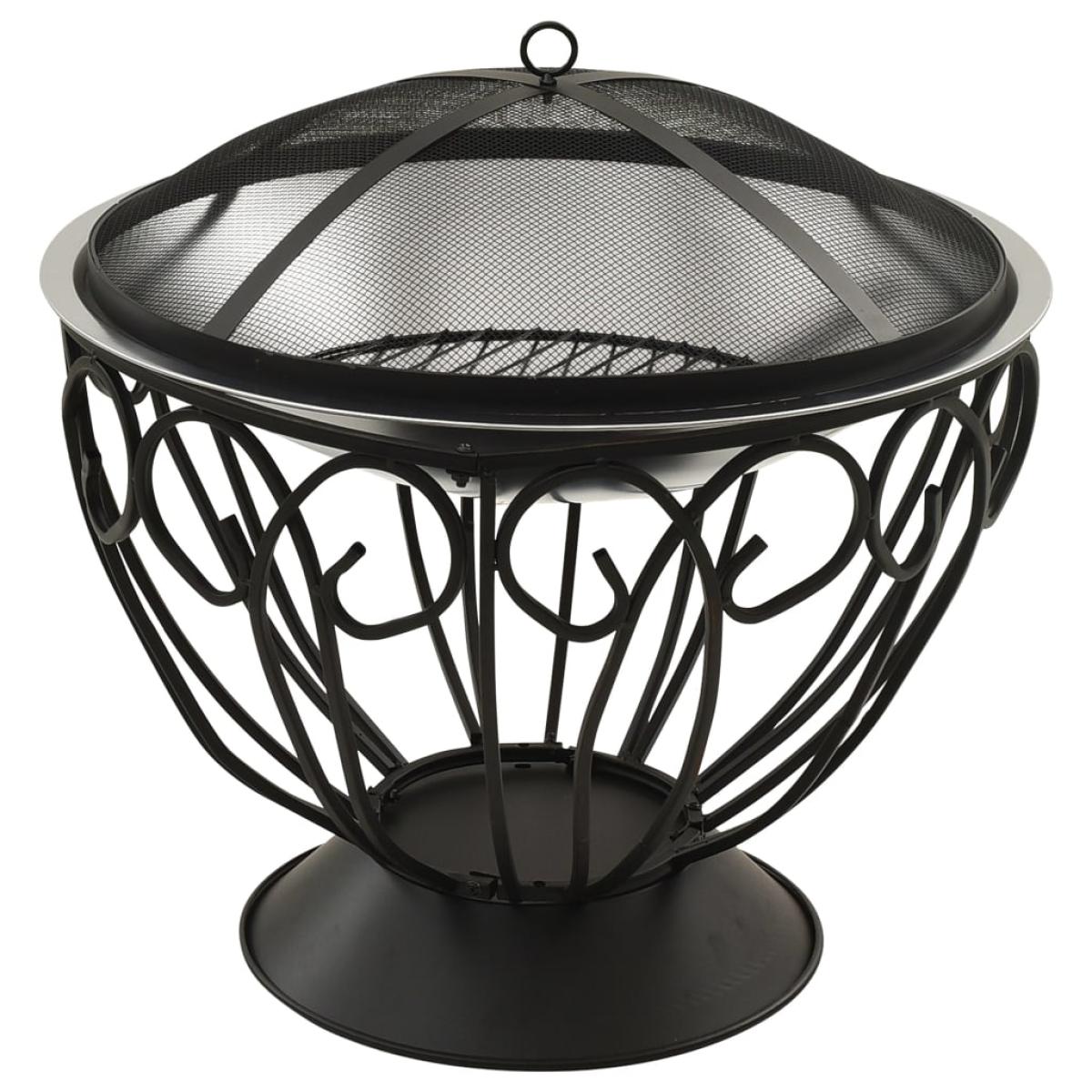 Brasero y barbacoa 2 en 1 atizador acero inoxidable 59x59x60 cm