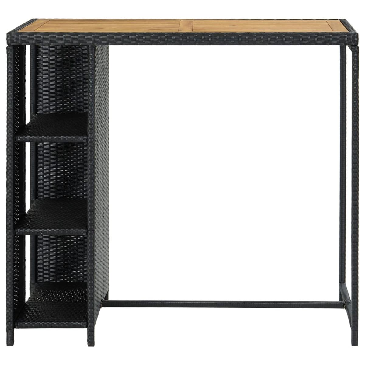 Mesa bar estante almacenaje 120x60x110 cm ratán sintético negro