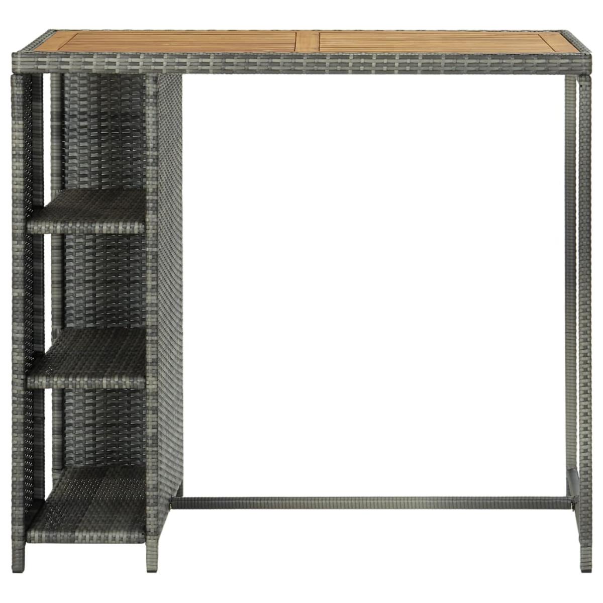Mesa bar estante almacenaje 120x60x110 cm ratán sintético gris