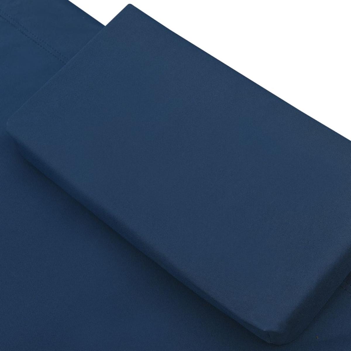 Tumbona doble de exterior de tela azul