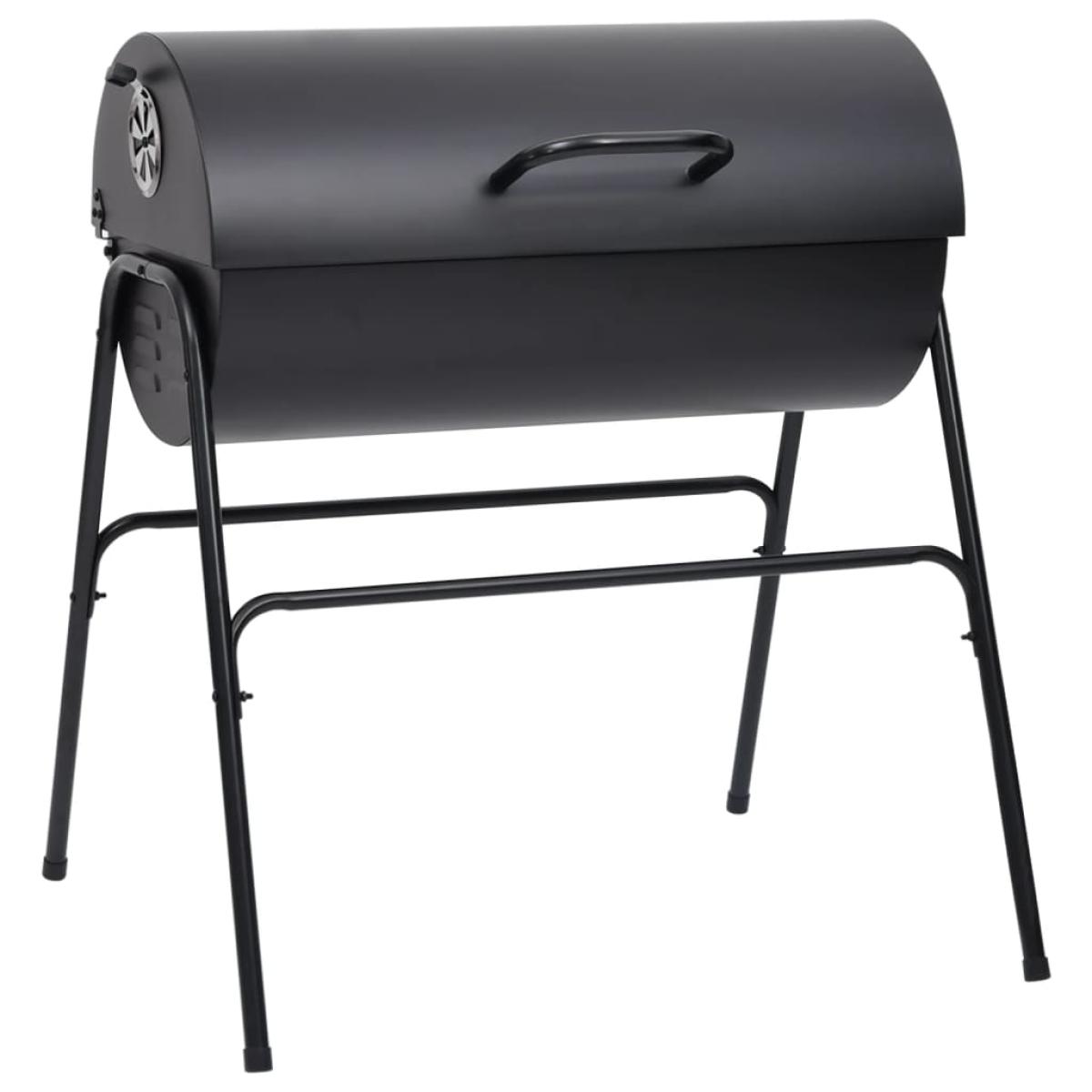 Parrilla barril 2 rejillas de cocción negro acero 80x95x90 cm