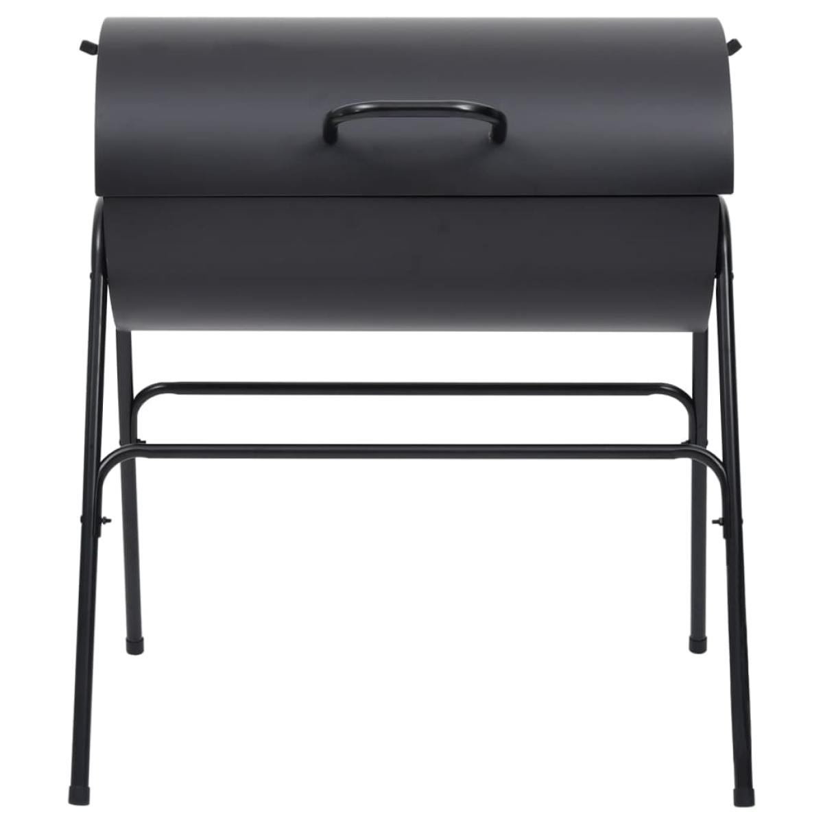 Parrilla barril 2 rejillas de cocción negro acero 80x95x90 cm
