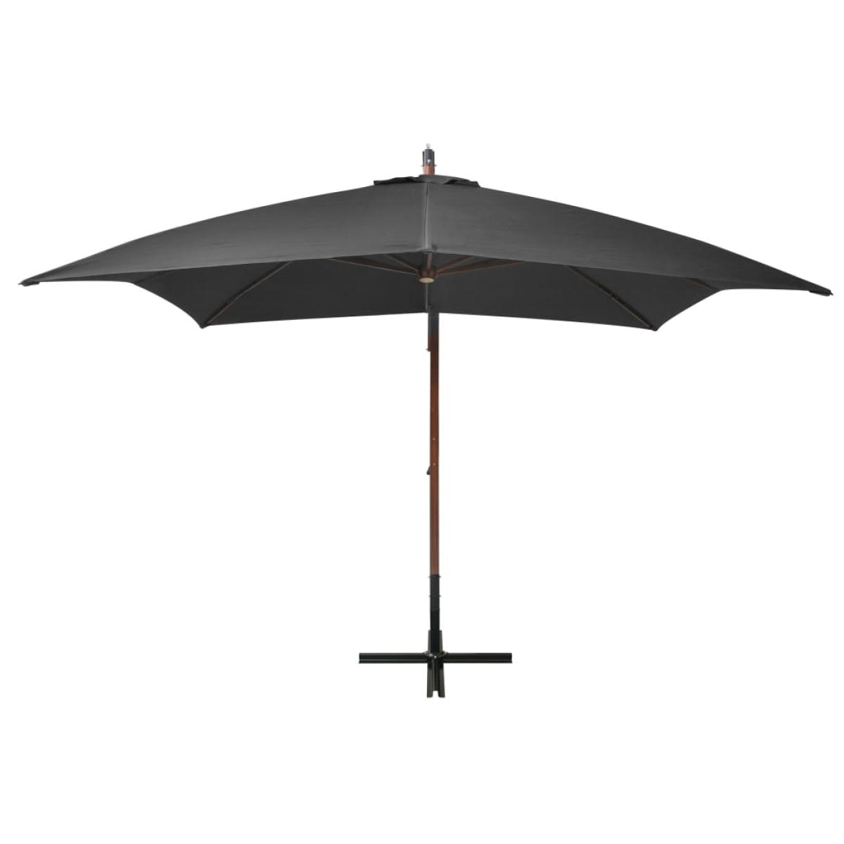 Sombrilla colgante con palo madera abeto gris antracita 3x3 m