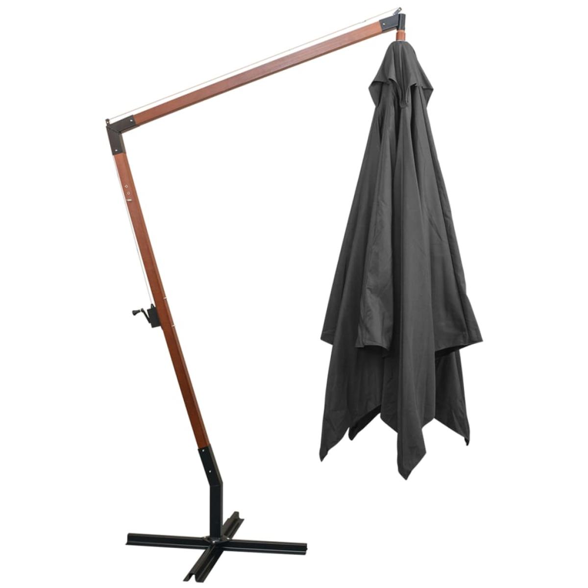 Sombrilla colgante con palo madera abeto gris antracita 3x3 m