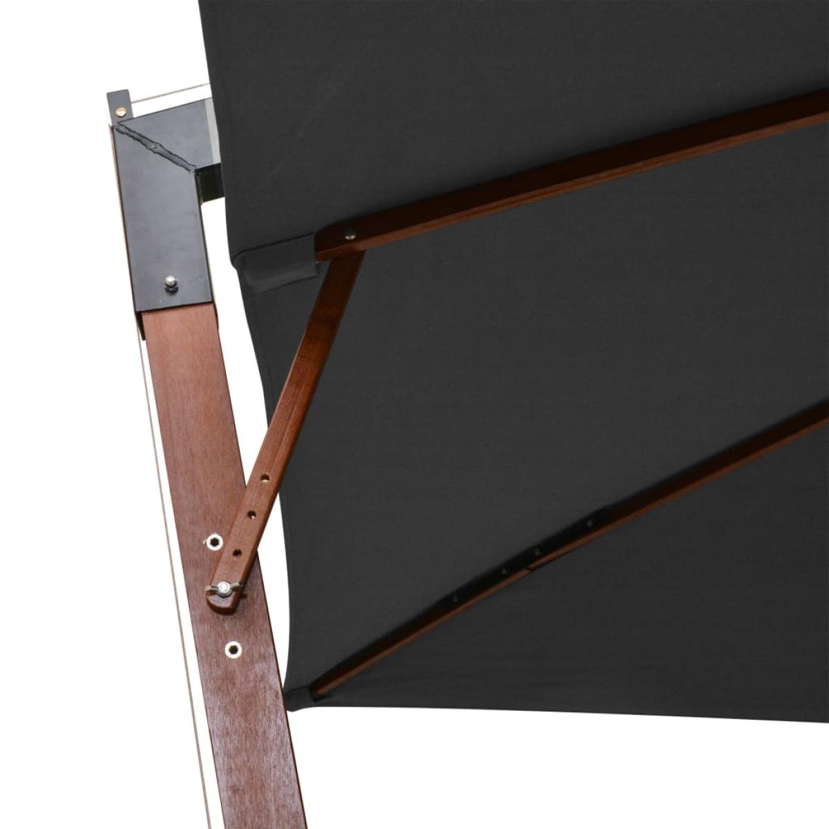 Sombrilla colgante con palo madera abeto gris antracita 3x3 m