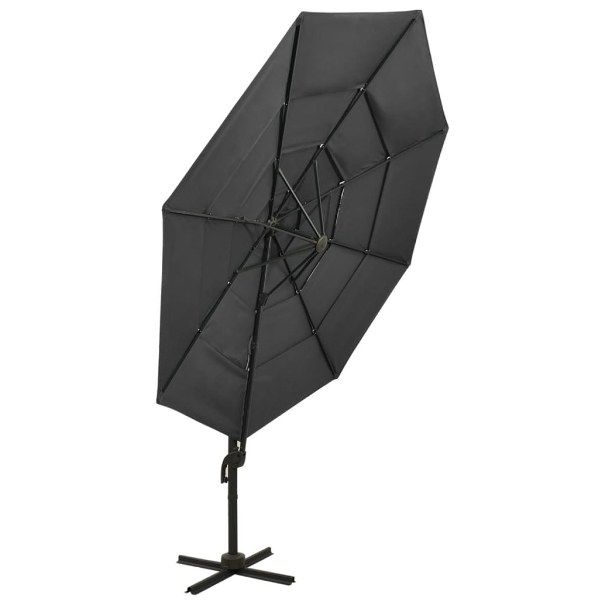 Sombrilla de 4 niveles con poste de aluminio antracita 3x3 m