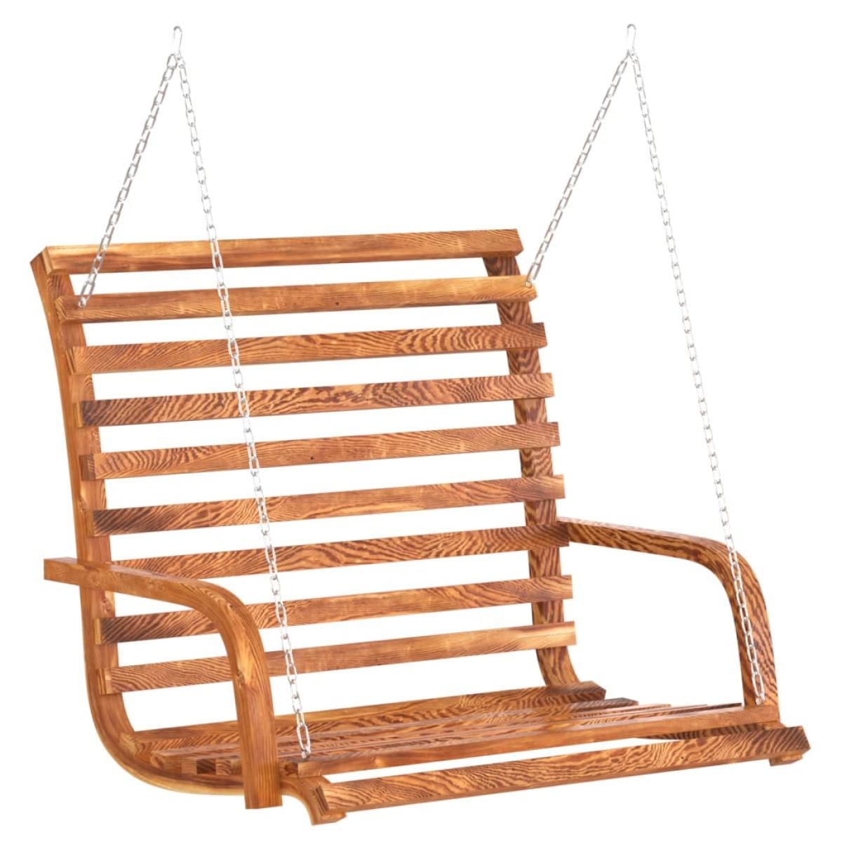 Banco columpio madera curvada con acabado de teca 126x63x92 cm