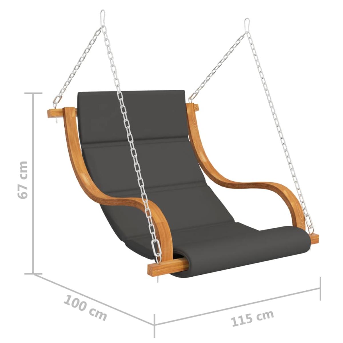 Silla columpio con cojín madera curvada con acabado en teca