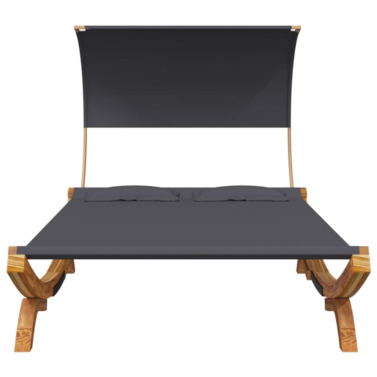 Tumbona con dosel madera curvada gris antracita 165x203x126 cm