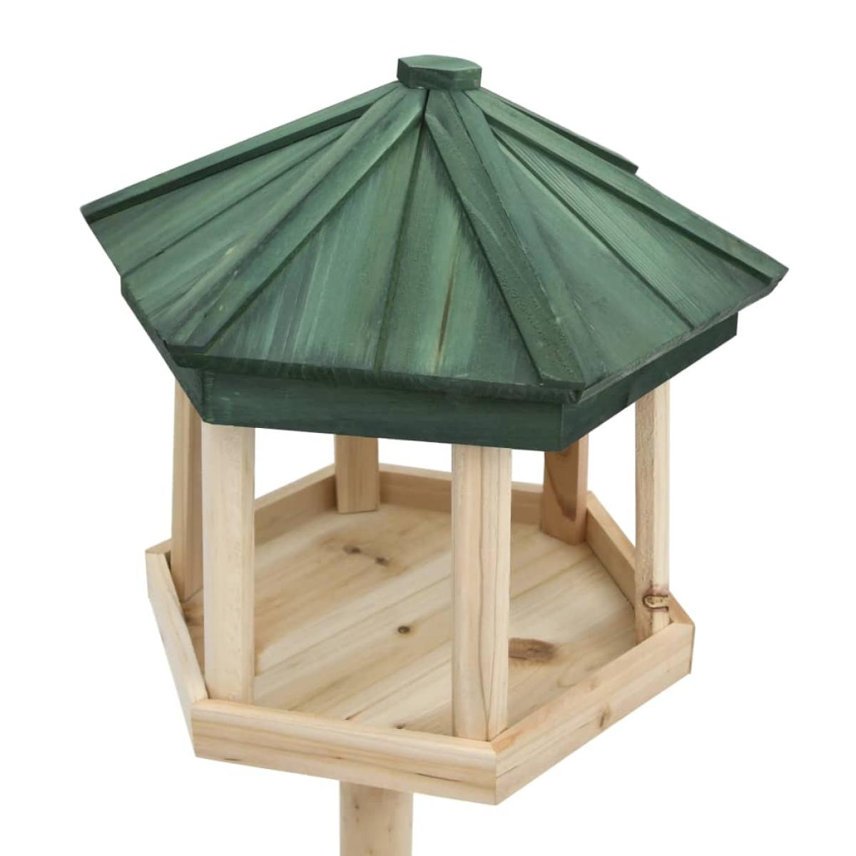 Comedero para pájaros de pie madera maciza de abeto 33x106 cm