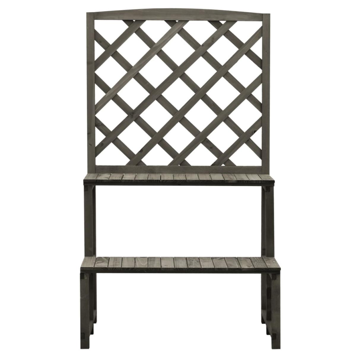 Soporte de plantas y enrejado abeto macizo gris 70x42x120 cm