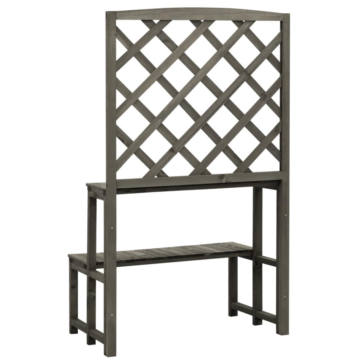 Soporte de plantas y enrejado abeto macizo gris 70x42x120 cm