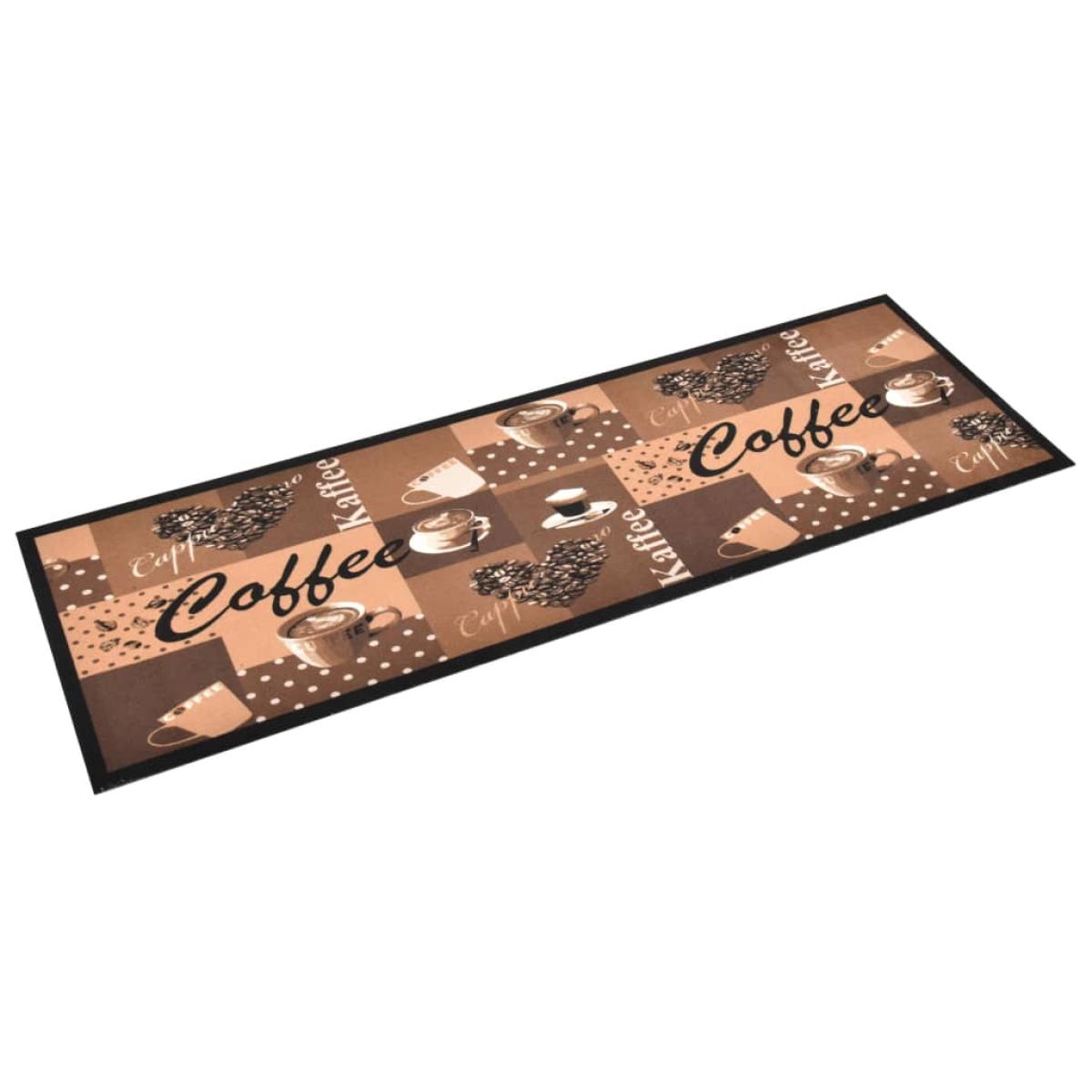 Alfombra de cocina lavable Coffee marrón 45x150 cm