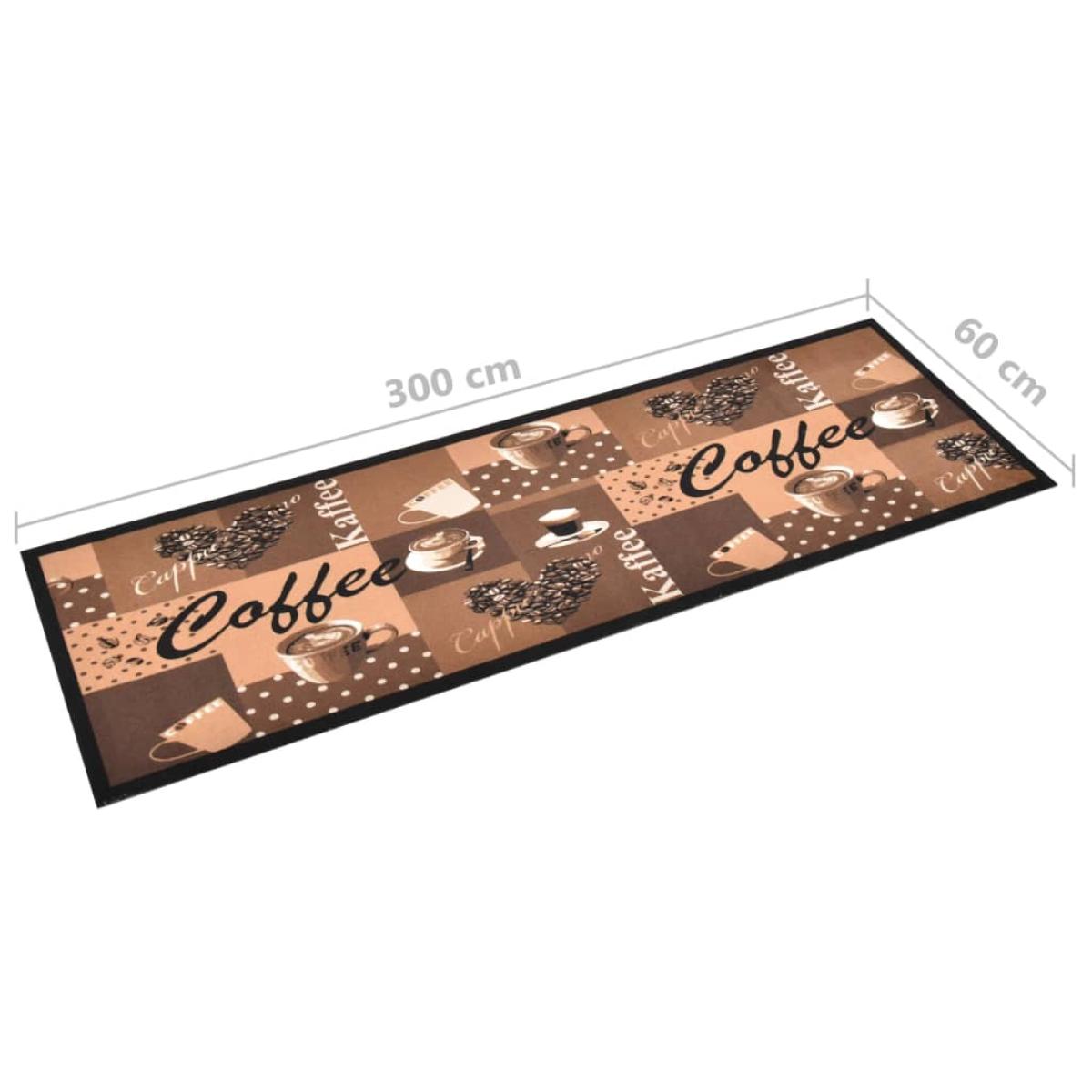 Alfombra de cocina lavable Coffee marrón 60x300 cm