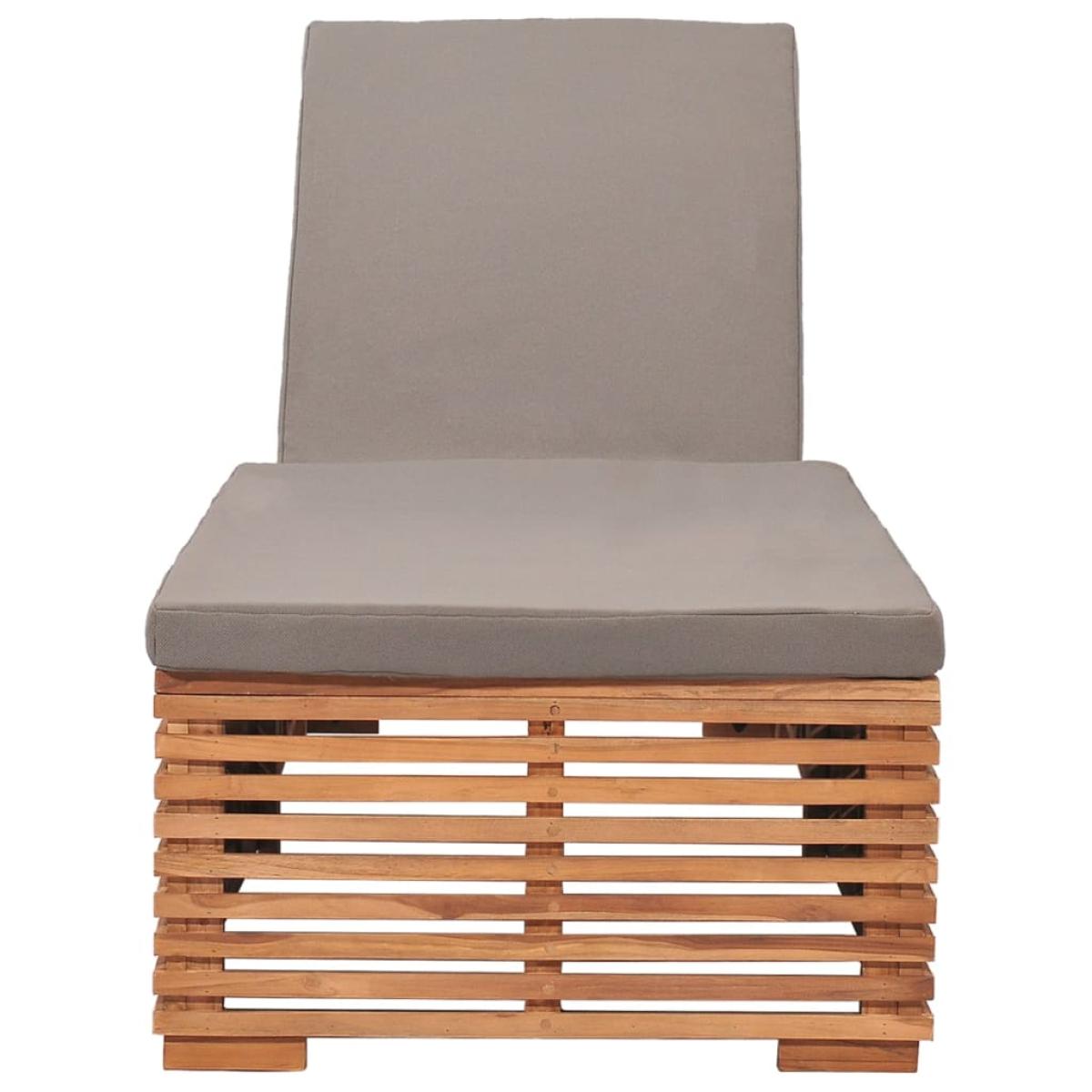 Tumbona con cojín madera maciza de teca gris oscuro