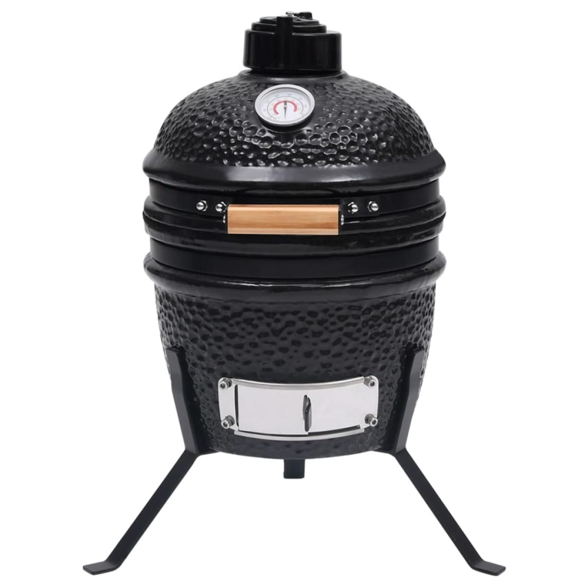 Barbacoa 2 en 1 ahumadora Kamado de cerámica negro 56 cm