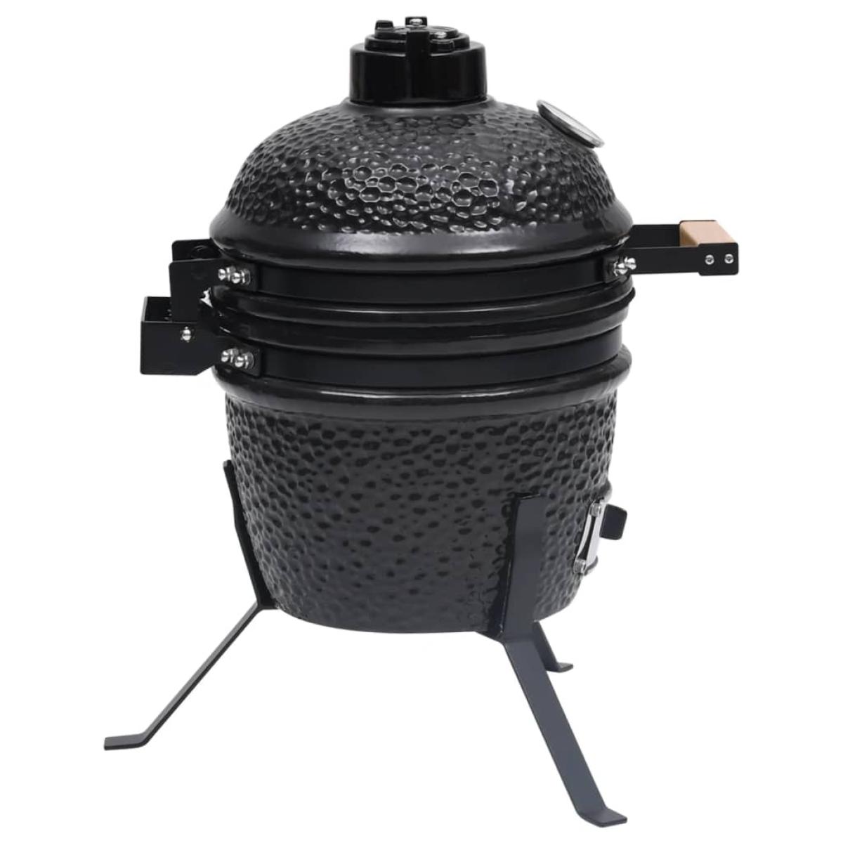 Barbacoa 2 en 1 ahumadora Kamado de cerámica negro 56 cm