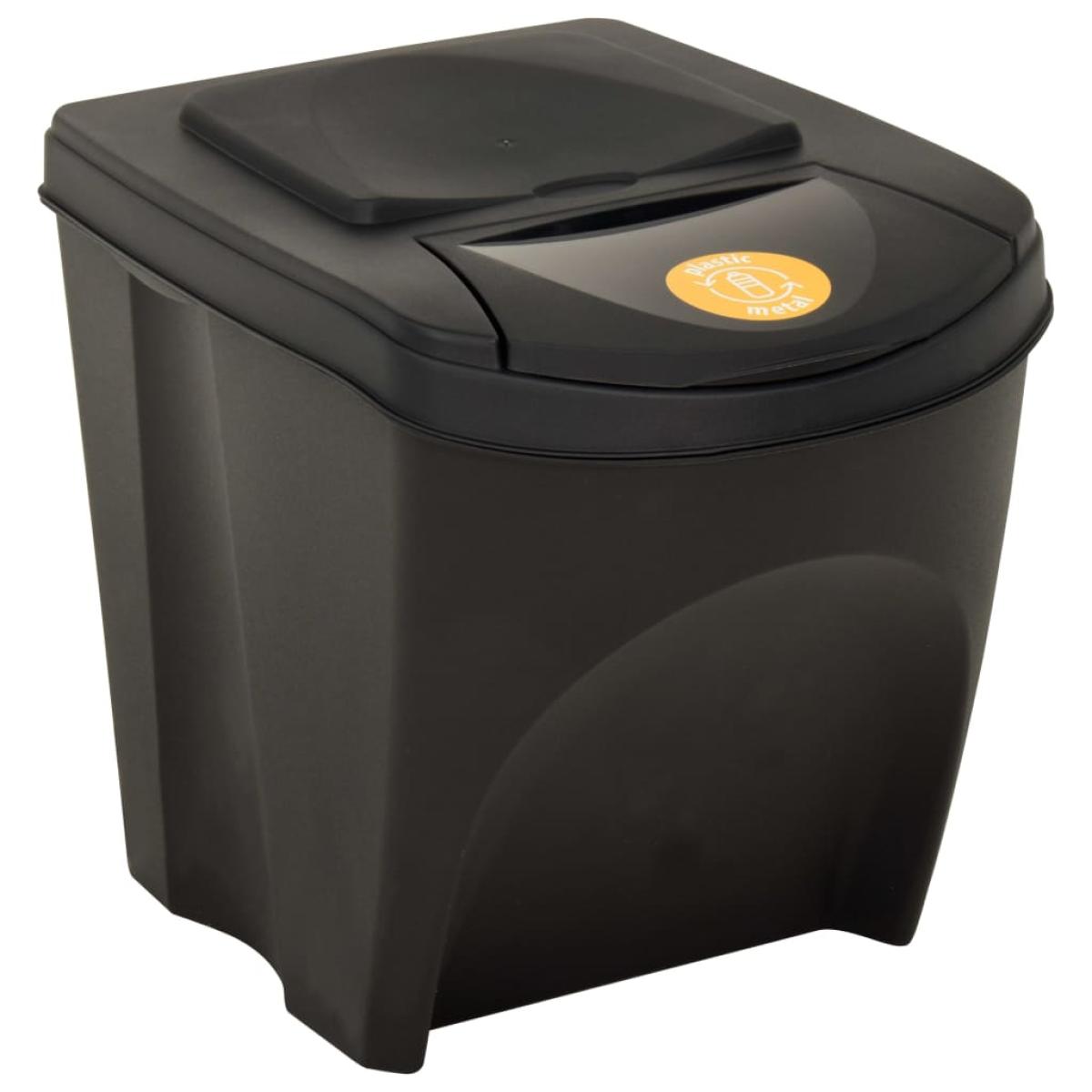 Cubos de basura apilables 3 piezas gris antracita 75 L 
