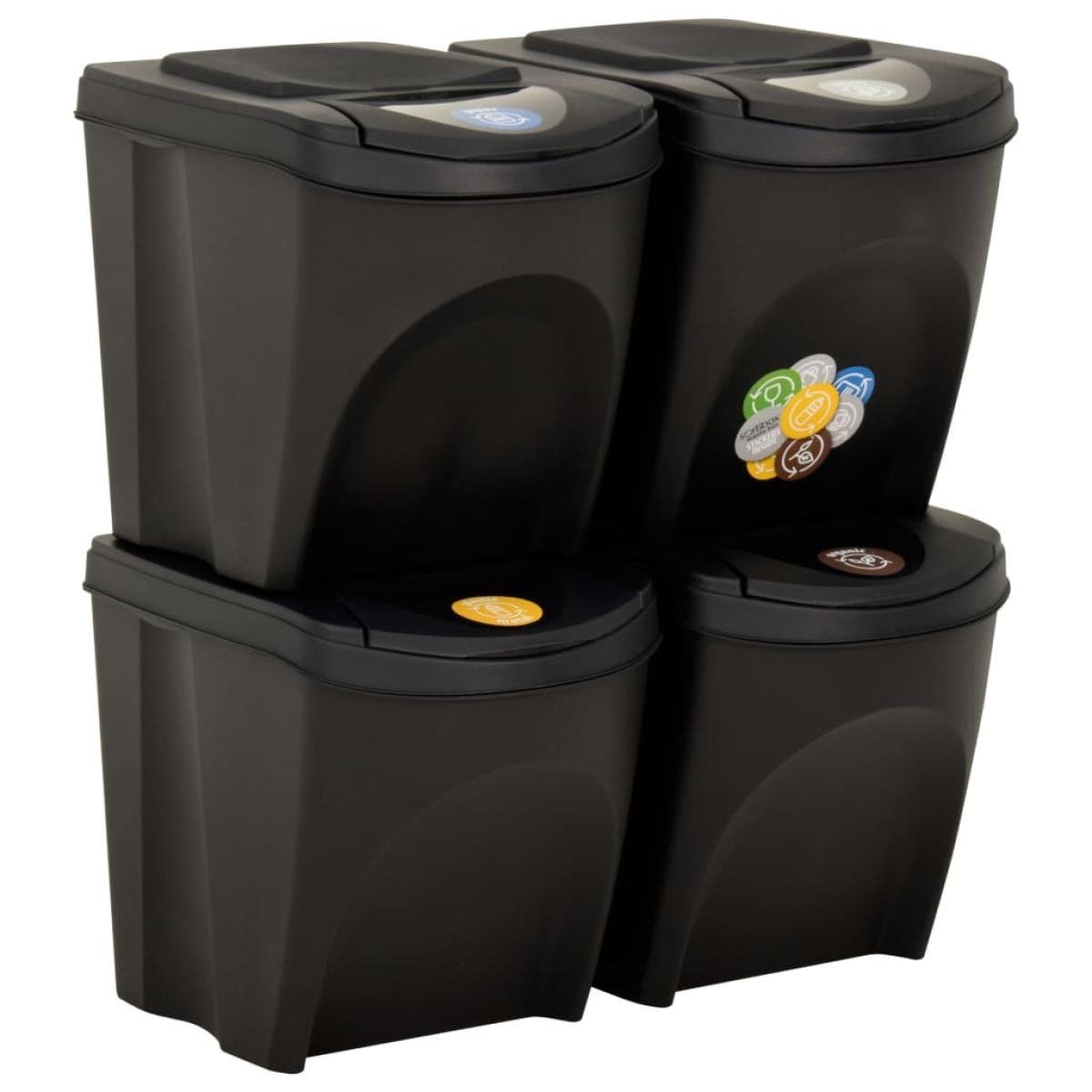 Cubos de basura apilables 4 piezas gris antracita 100 L 