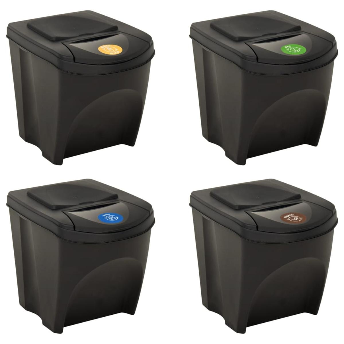 Cubos de basura apilables 4 piezas gris antracita 100 L 