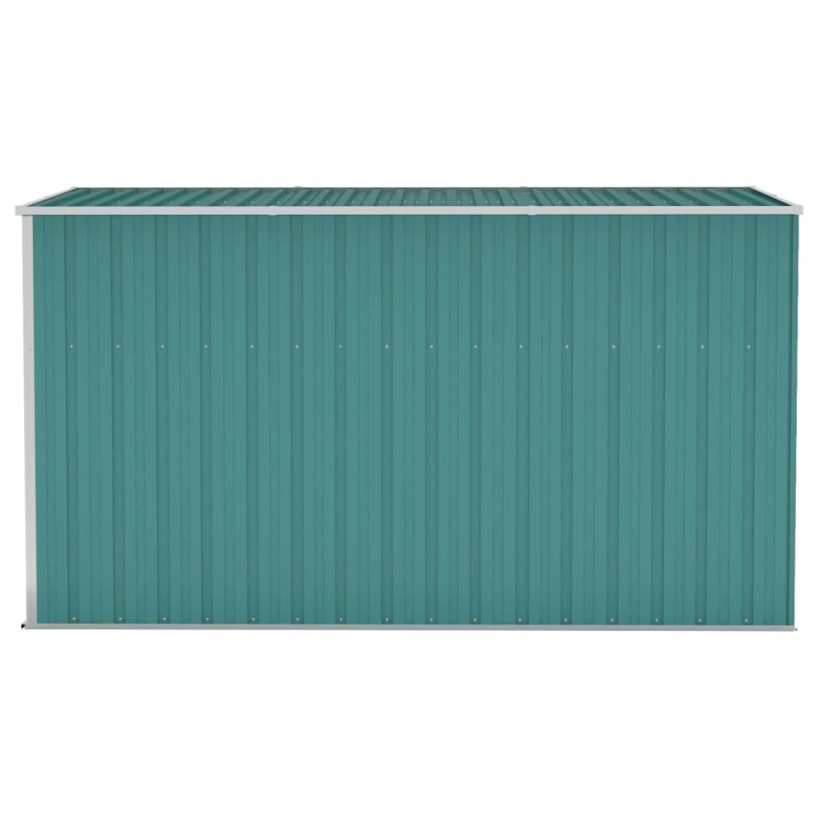 Cobertizo de jardín pared acero galvanizado verde 118x288x178cm
