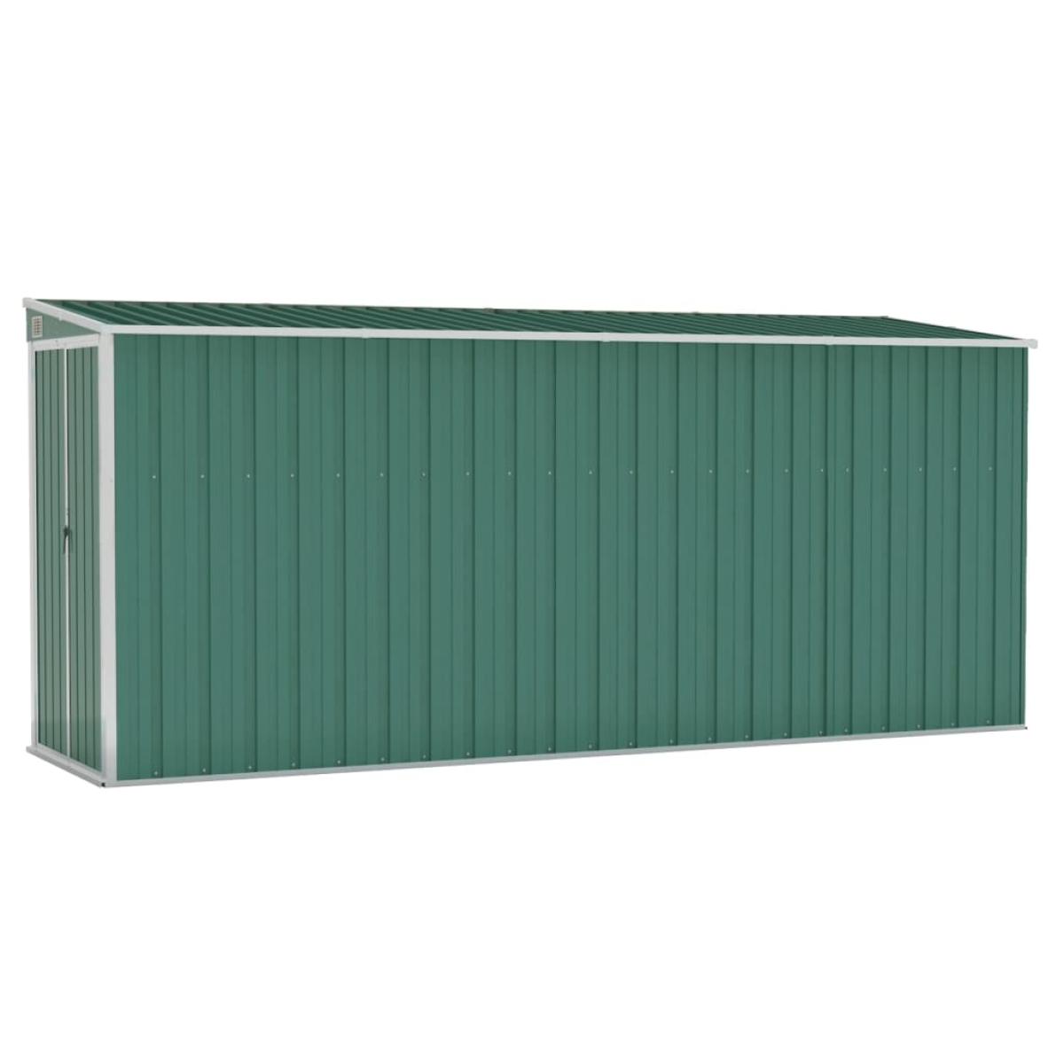 Cobertizo jardín pared acero galvanizado verde 118x382x178  cm