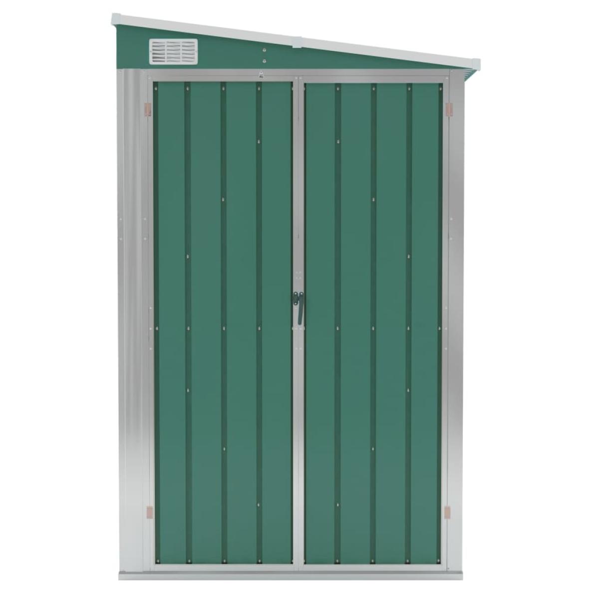 Cobertizo jardín pared acero galvanizado verde 118x382x178  cm