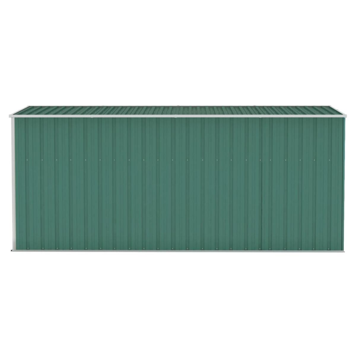 Cobertizo jardín pared acero galvanizado verde 118x382x178  cm