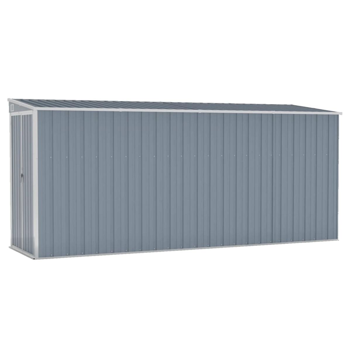 Cobertizo jardín pared acero galvanizado gris 118x382x178  cm