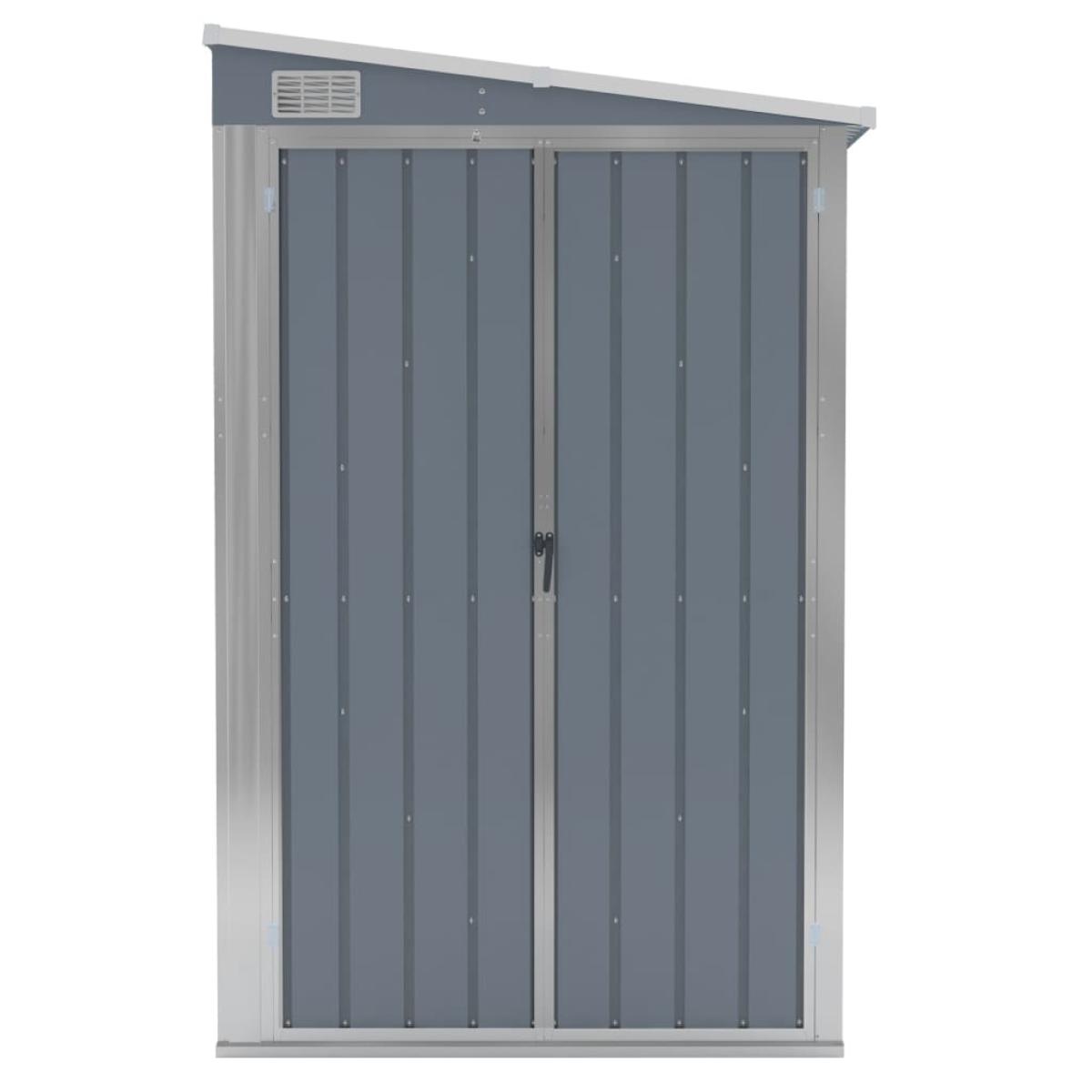 Cobertizo jardín pared acero galvanizado gris 118x382x178  cm