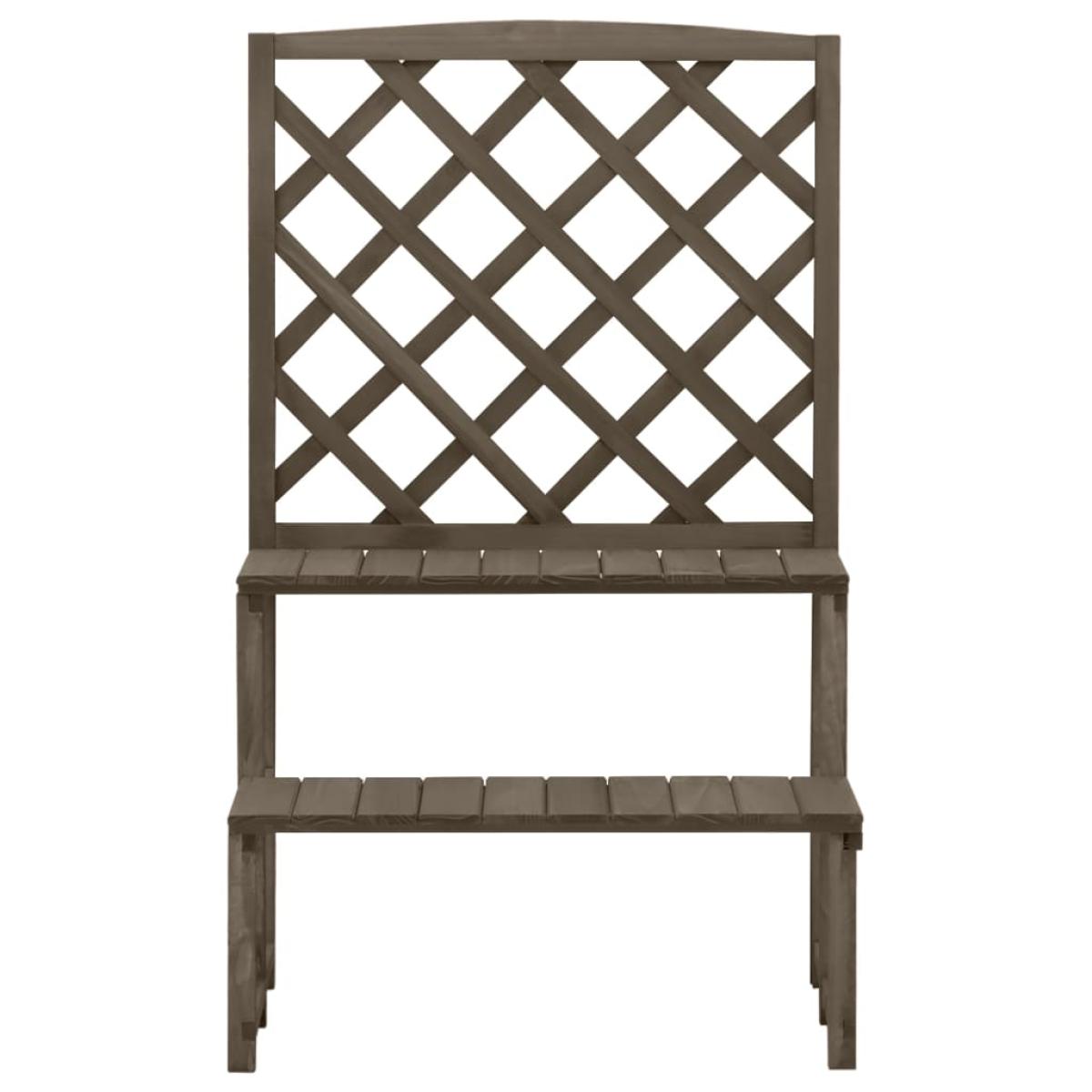 Soporte de plantas y enrejado madera de abeto gris 70x42x115 cm
