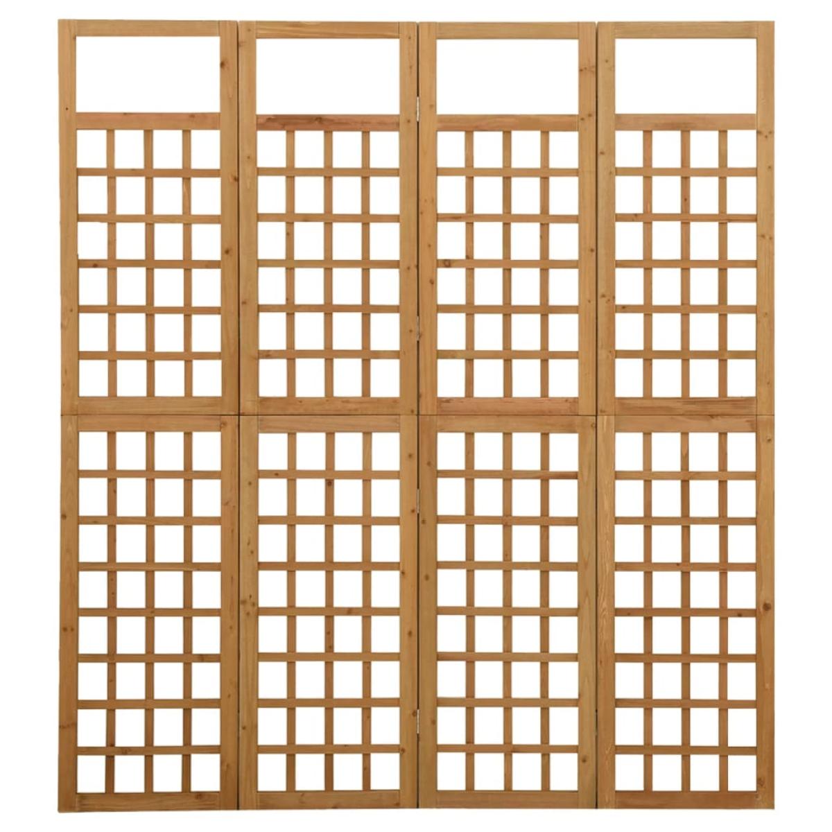 Biombo/Enrejado de 4 paneles madera maciza de abeto 161x180 cm